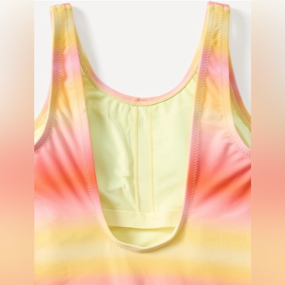 NWT Athleta Girl Scoop One Piece Aura Ombre Yellow Swimsuit Size XL/14 - Picture 3 of 7